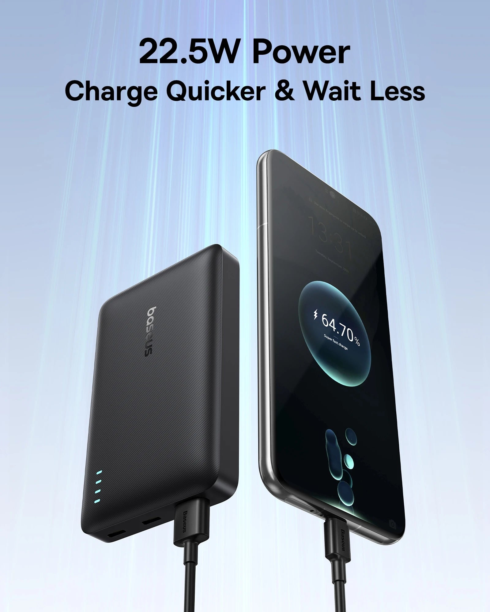 Power Bank Baseus 10000mAh 22.5W – Portátil, Carregamento Rápido