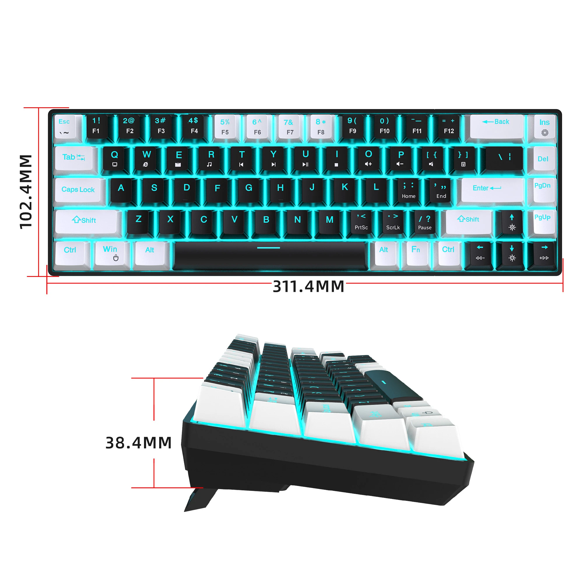 Teclado Mecânico HXSJ V800 - 68 Teclas, Switches Hot-Swap e Retroiluminação