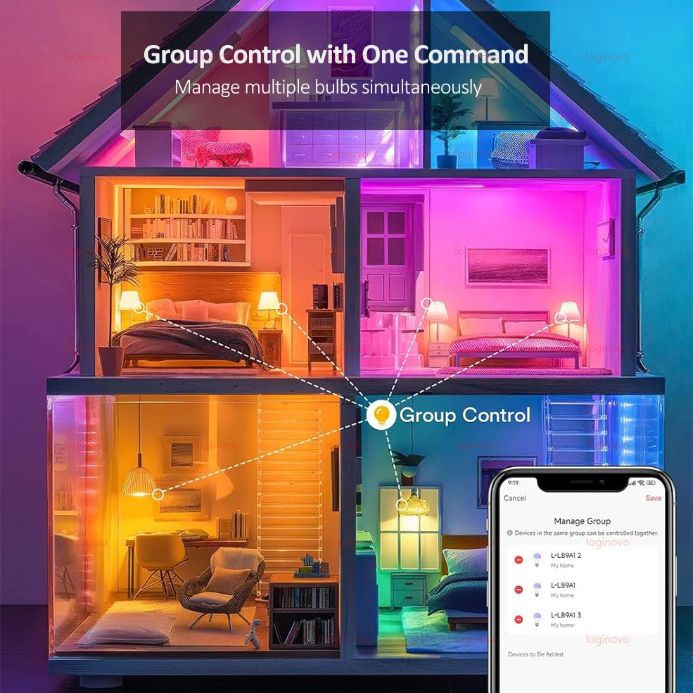 Lâmpada LED Inteligente - RGB, Wi-Fi, Bluetooth, Compatível com Alexa e Google Assistant