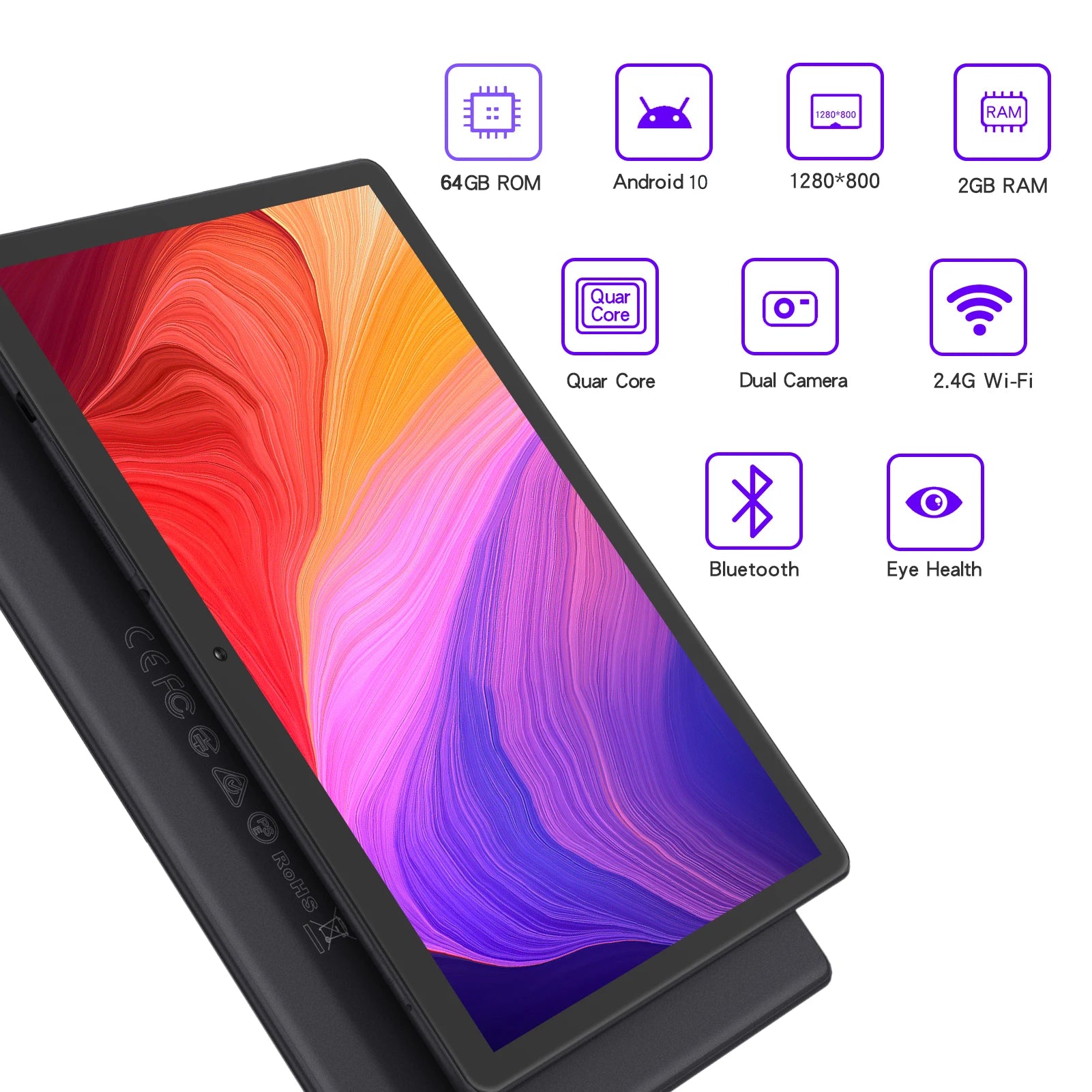 Tablet PRITOM M10 – Android 13, Ecrã de 10 polegadas, 64GB, WIFI, 3G