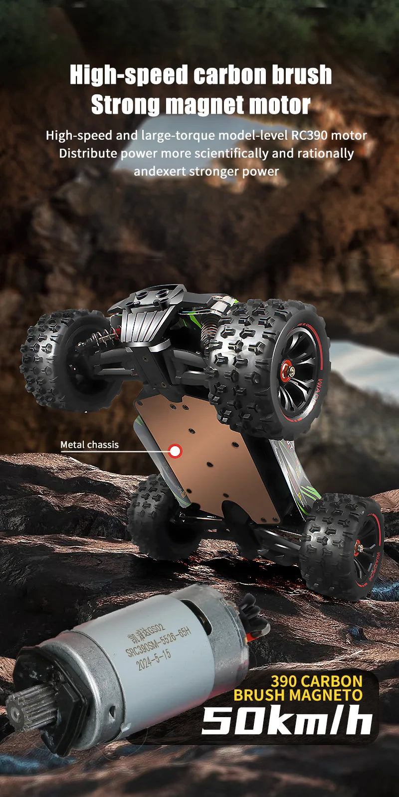 Carro Telecomandado 85KM/H - BIBAO 9522PRO – Brushless, 4WD,  Estrutura Metálica