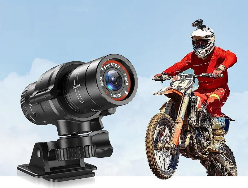 Câmara F9 para Capacete - HD 1080P, 120°, À Prova de Água, para Desportos e Aventura