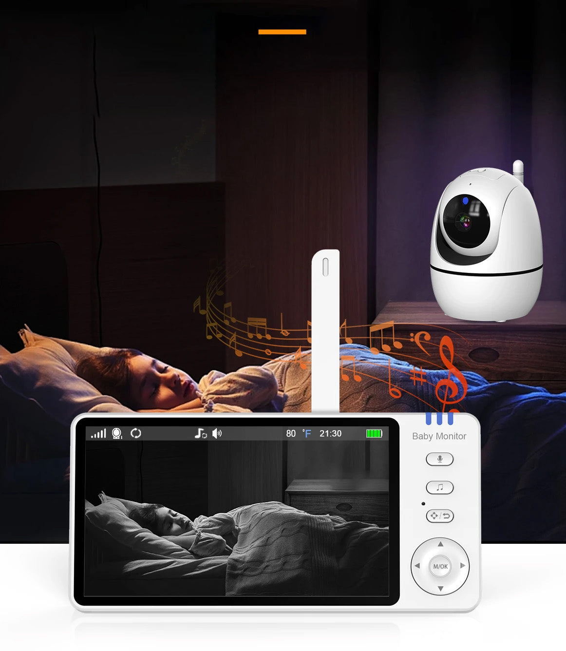 Tablet Monitor de Bebé EYE4U com Câmera - Zoom, Sensores de Temperatura e Som, Visão Noturna