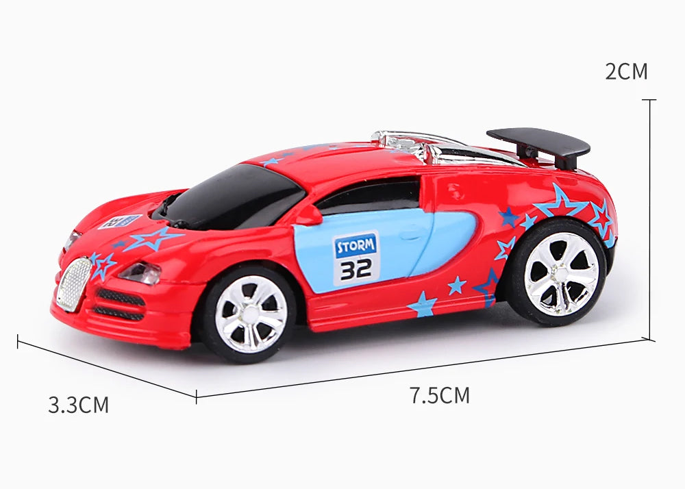 Mini Carro RC 1:58 - Carro Telecomandado em Lata, 2.4GHz, Embalagem em Lata PVC
