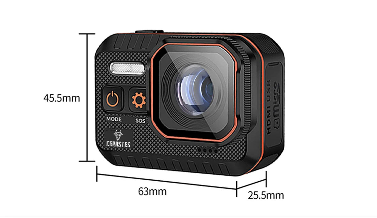 Câmara CERASTES SC002 - 4K, 16MP, 170° Lente Grande Angular, à Prova de Água
