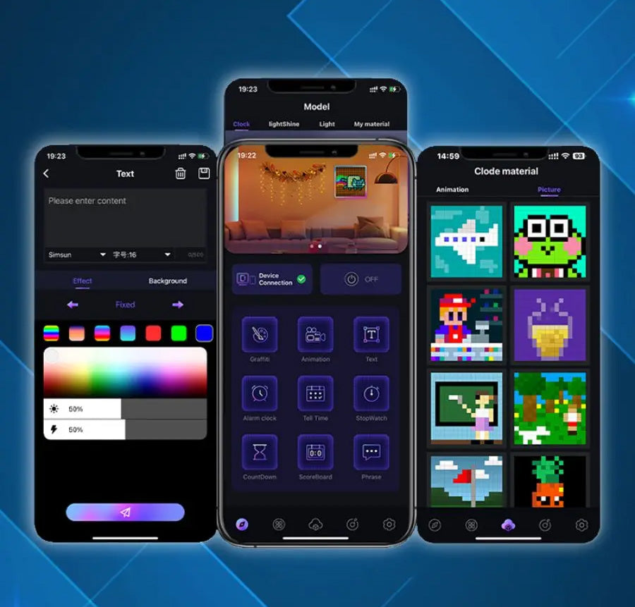 Painel LED Pixel RGB Smart Matrix - Controlo por App, Decoração Gaming