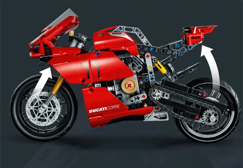 Constrói uma Moto Ducati MOC - Blocos de Construção, Montagem Difícil, Desafio de Montagem