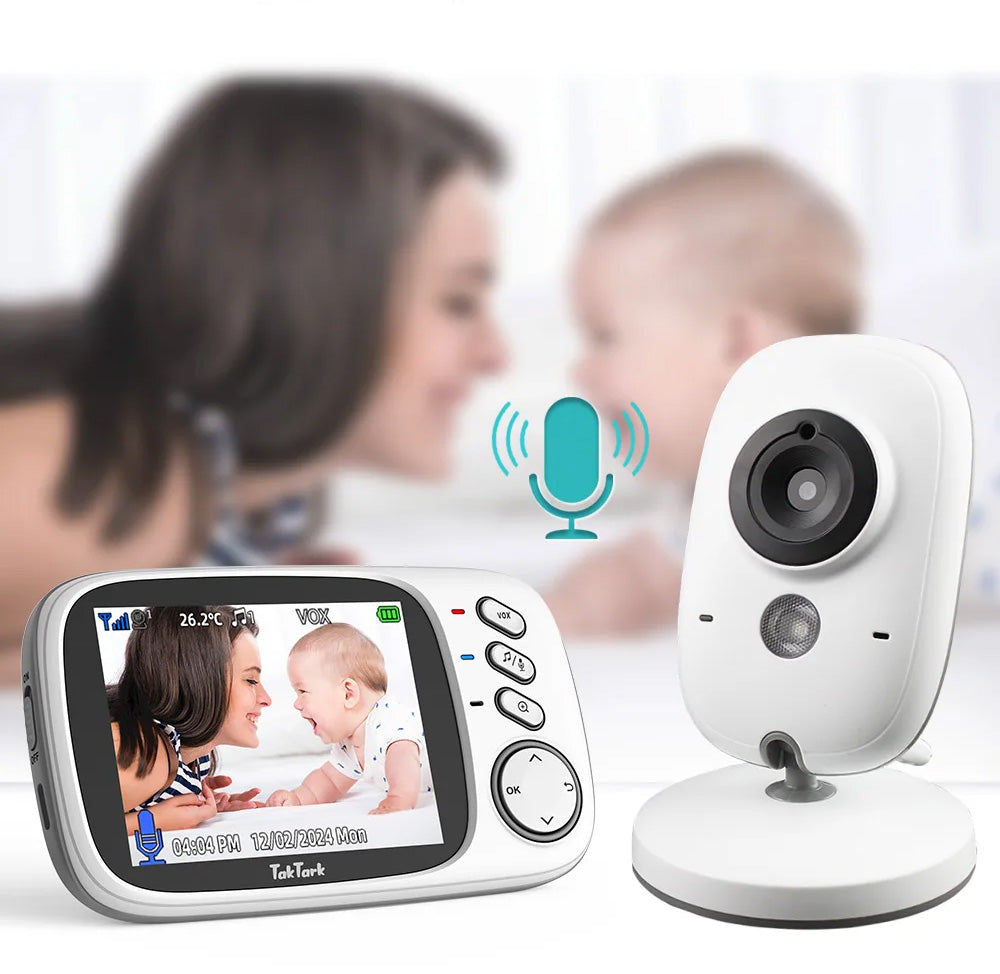 Monitor de Bebé TAKTARK 3.2 - Com Visão Noturna, Intercomunicador e Sensor de Temperatura
