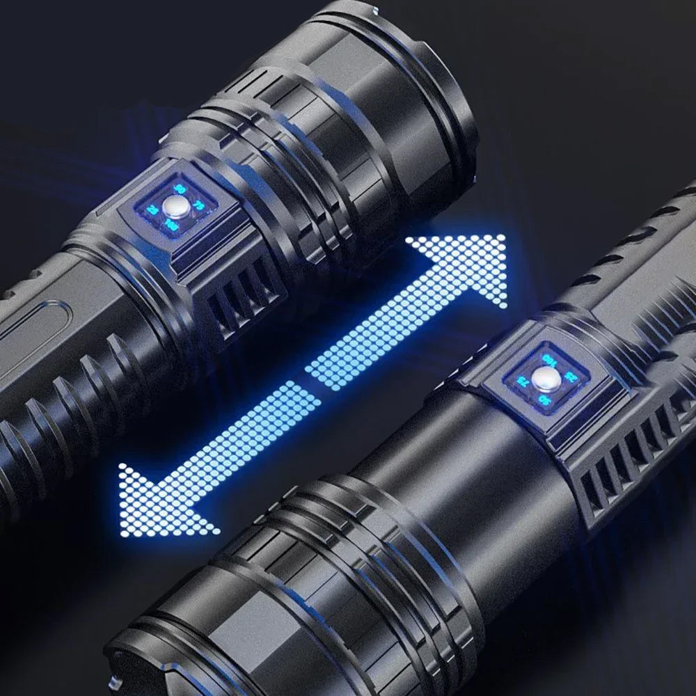 Lanterna LED ESMARTER S33 – 10000 Lumens, 3km de Alcance, Recarregável e 5 Modos