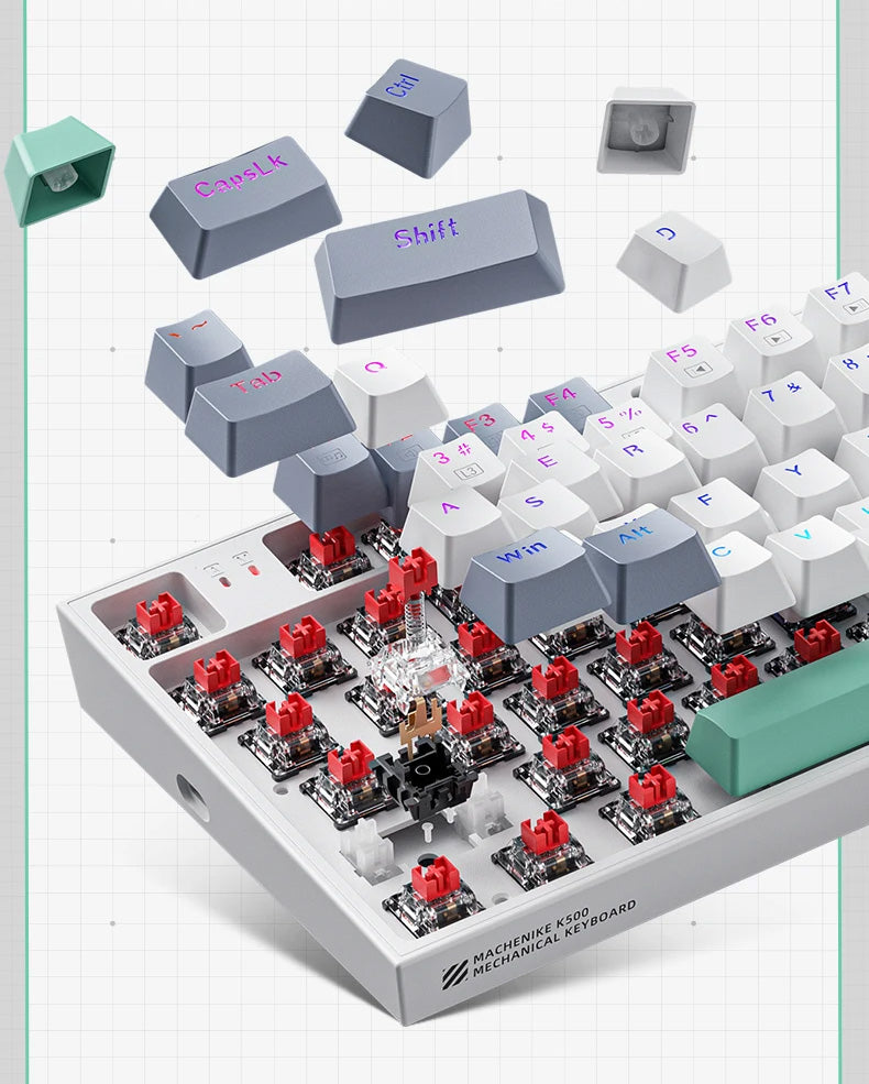 Teclado Mecânico MACHENIKE K500 - 94 Teclas, Luz RGB e Switches Hot-Swap