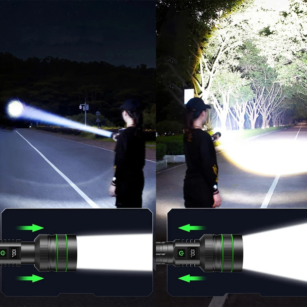 Lanterna LED KENSUN KS008 – Longo Alcance, Recarregável USB-C, 5 Modos e Zoom