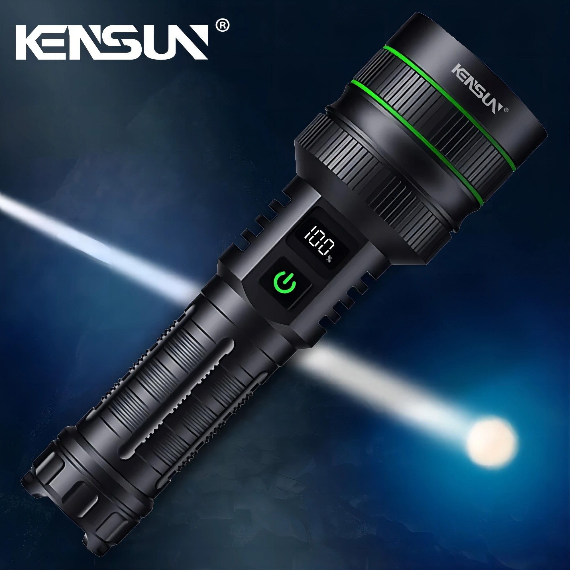 Lanterna LED KENSUN KS008 – Longo Alcance, Recarregável USB-C, 5 Modos e Zoom