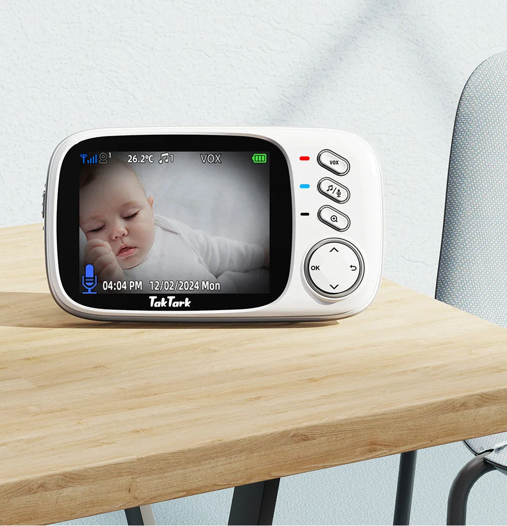Monitor de Bebé TAKTARK 3.2 - Com Visão Noturna, Intercomunicador e Sensor de Temperatura
