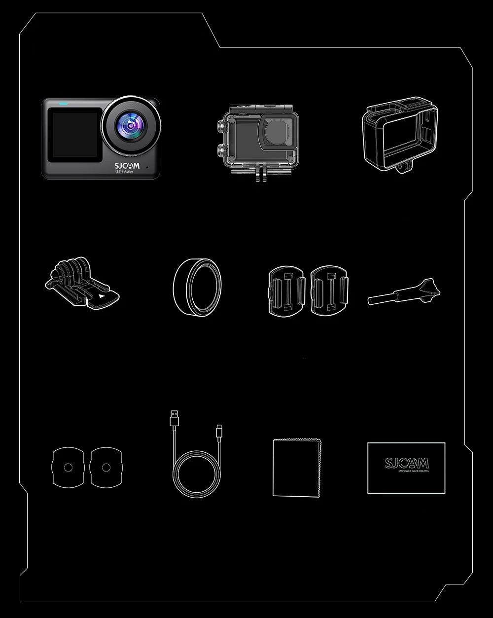 Câmara SJCAM SJ11 Active - 4K, Duplo Ecrã Touch, Wi-Fi, 5G, Zoom 8X