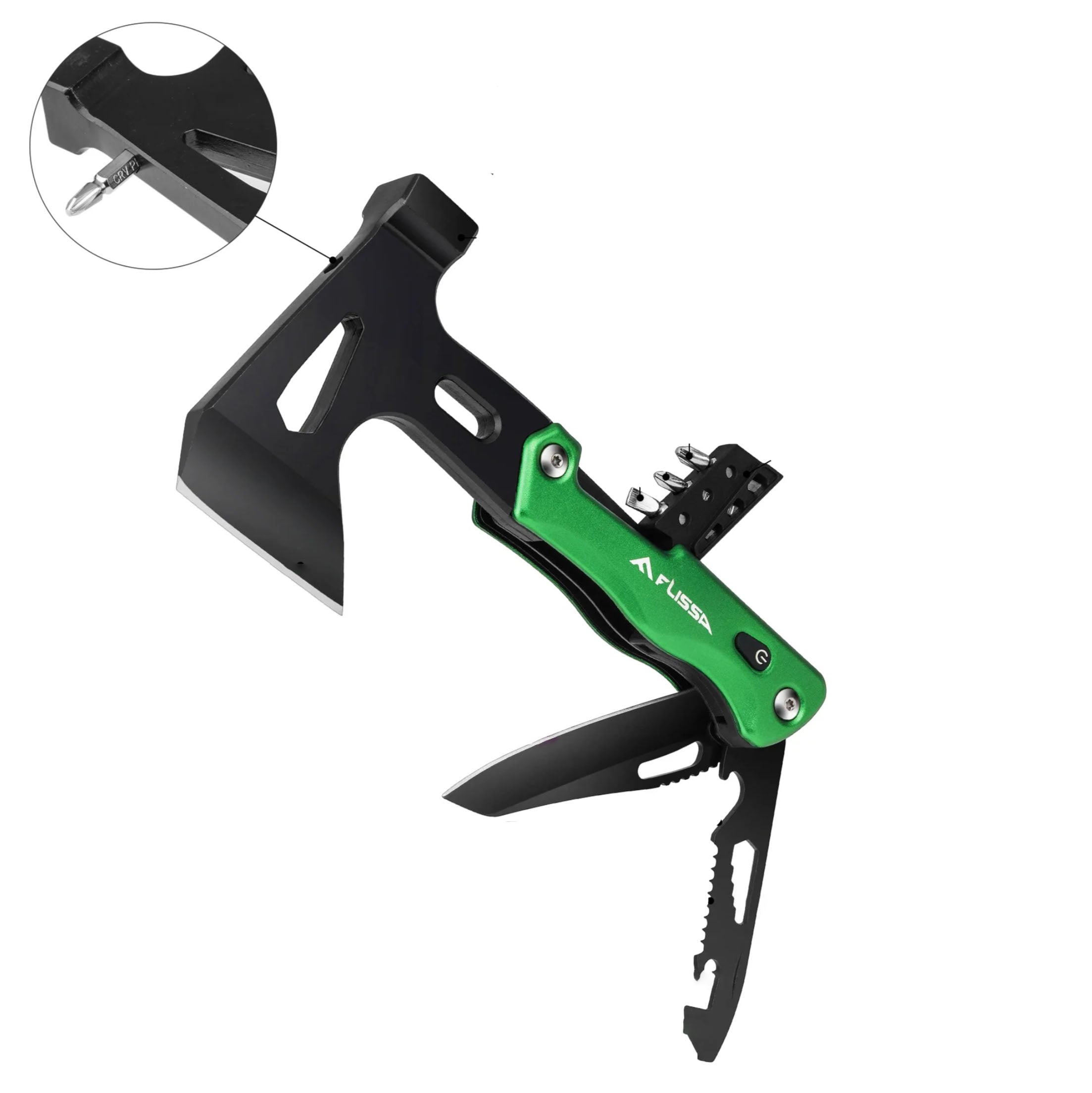 Machado FLISSA Multifunções - 14 em 1 com LED, Ideal para Campismo e Sobrevivência