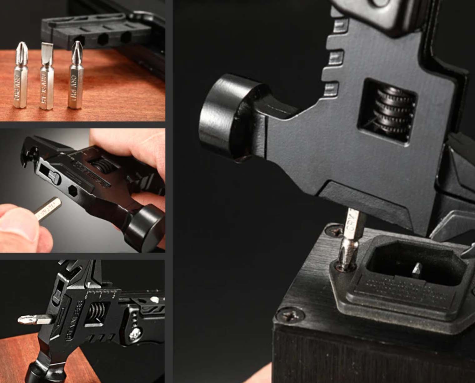 Multi-Ferramenta 4 em 1 – Chave Inglesa, Martelo, Faca e Alicates em Aço Inoxidável