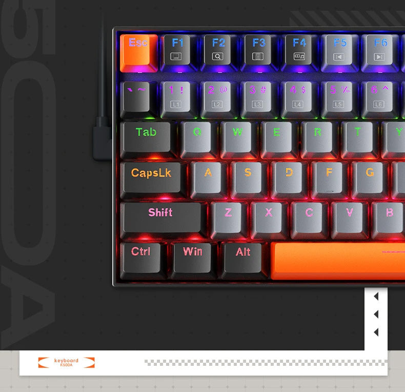 Teclado Mecânico MACHENIKE K500A-B84 – 84 Teclas, Switches Hot-Swap, Retroiluminação, USB-C