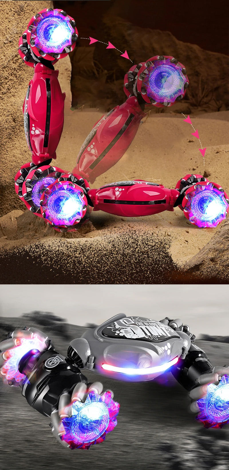 Carro RC 4WD com Luzes LED, Música e Comandos por Gestos - Drift, Spray e Rotação 360º