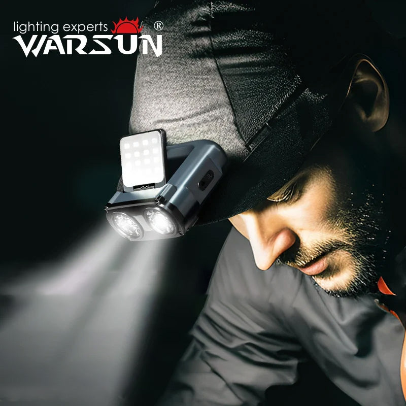 Lanterna de Cabeça WARSUN OWL – Recarregável, 500 Lúmens, USB-C, Resistente à água, 57g