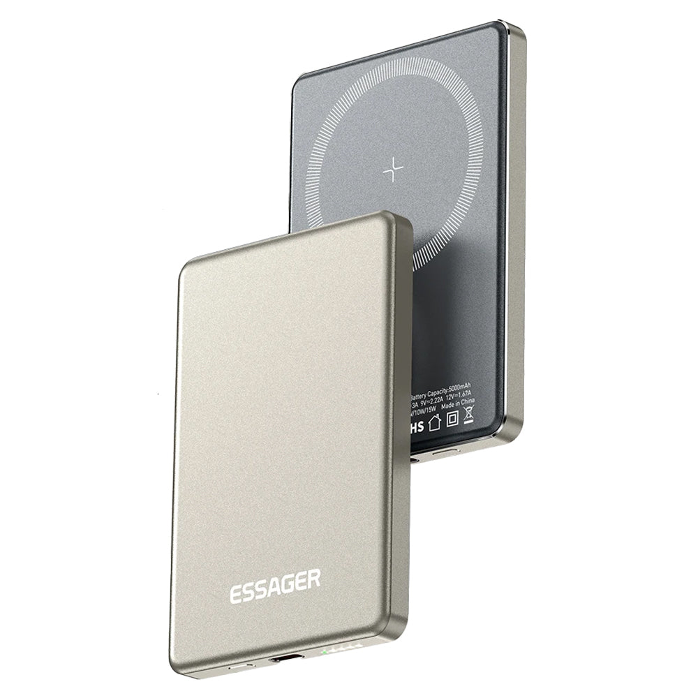 Power Bank ESSAGER 5000mAh – Magnético, Ultra Fino, Carregamento Rápido 20W