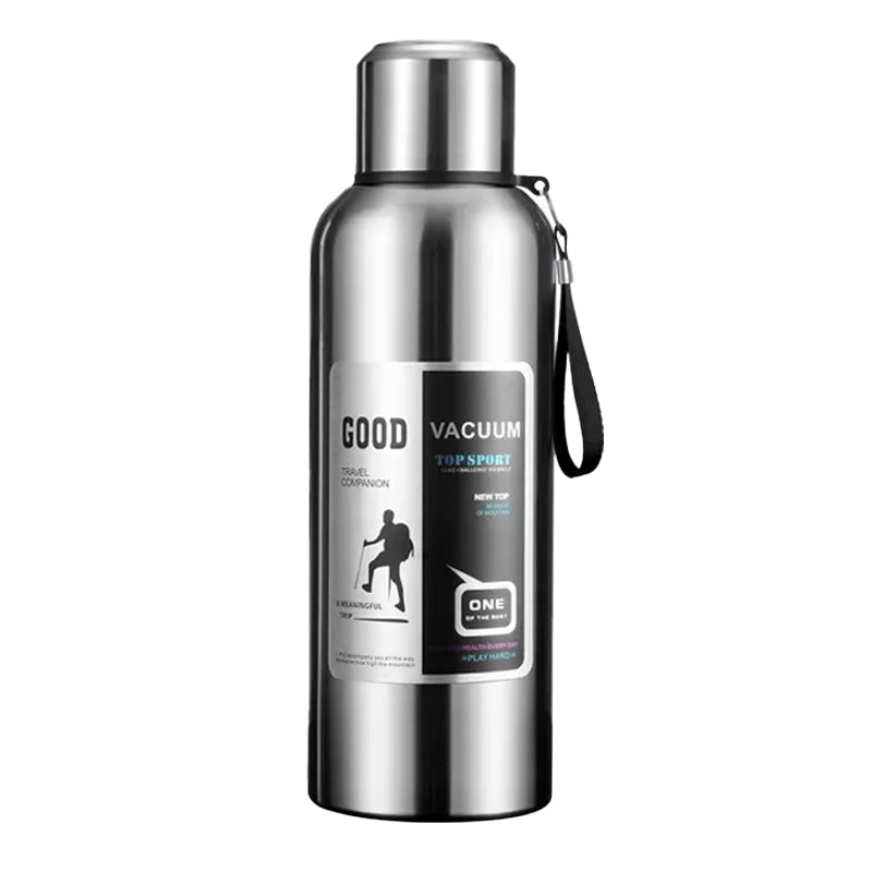 Garrafa Térmica de Grande Capacidade – Aço Inoxidável 2L, Isolamento a Vácuo 24h