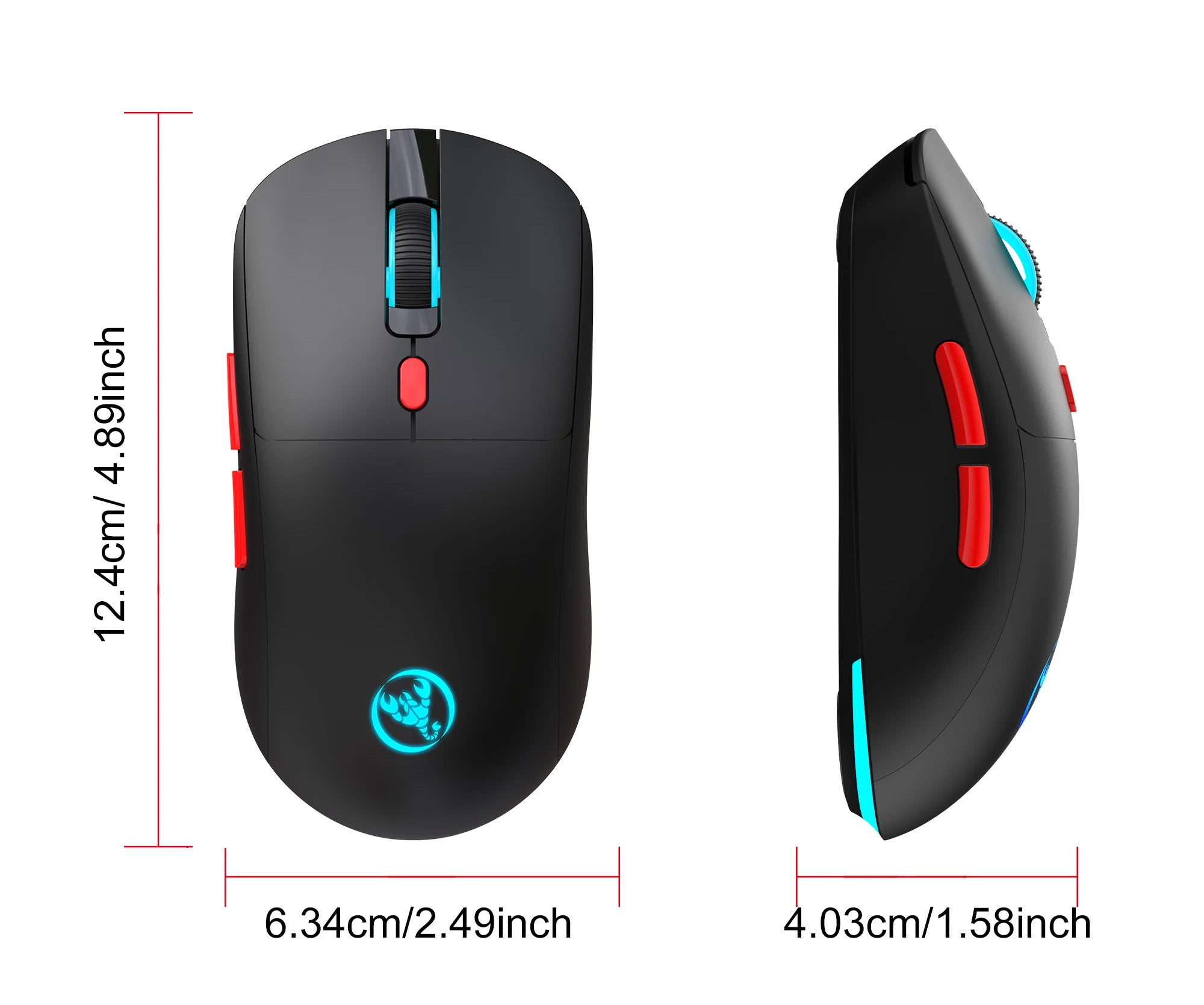 Rato Sem Fios HXSJ T20 - 3600 DPI, RGB e Design Ergonómico