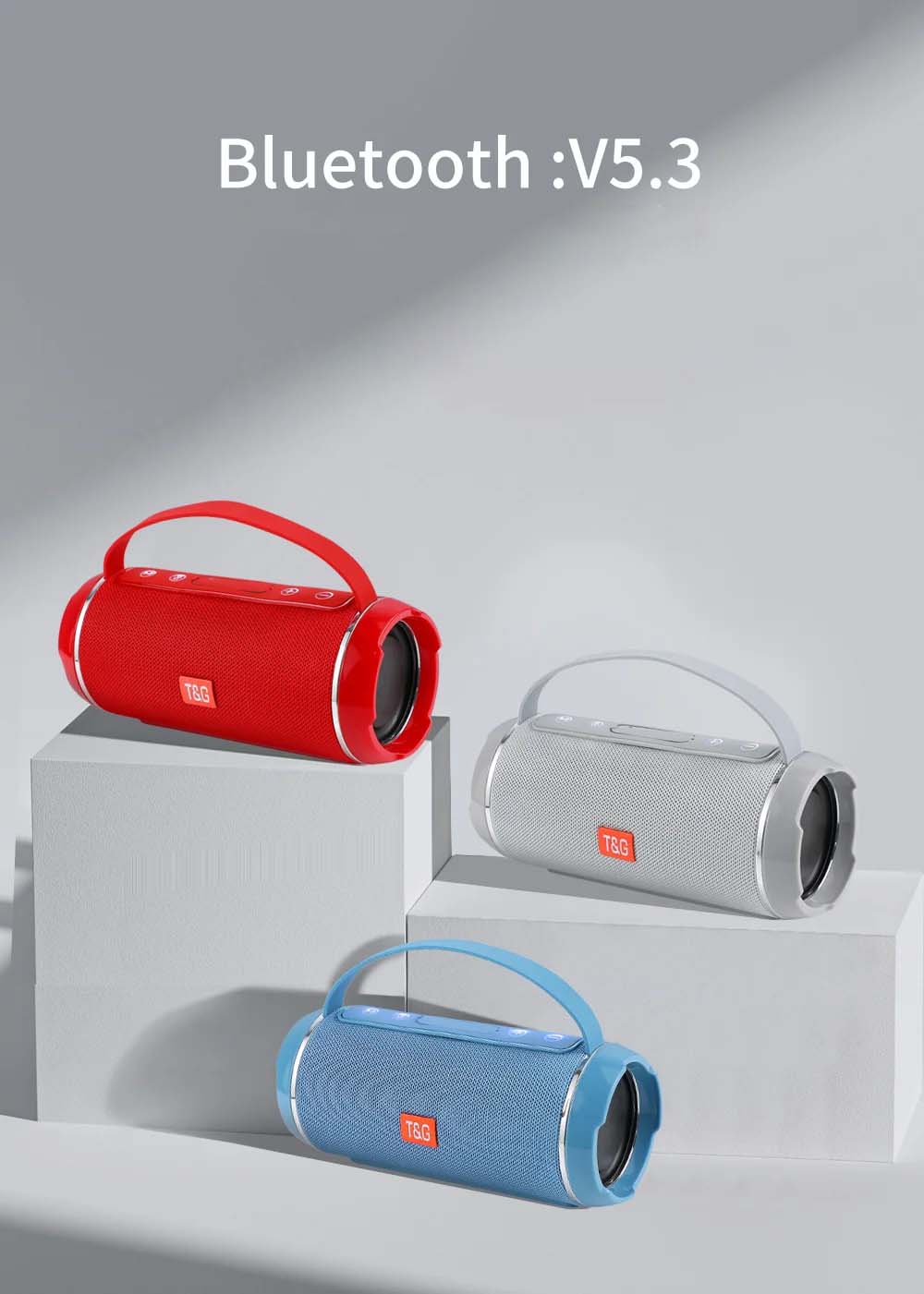 Coluna Bluetooth TG116C Portátil - Subwoofer à Prova De Água, Som Stereo 3D, Chamada Mãos Livres