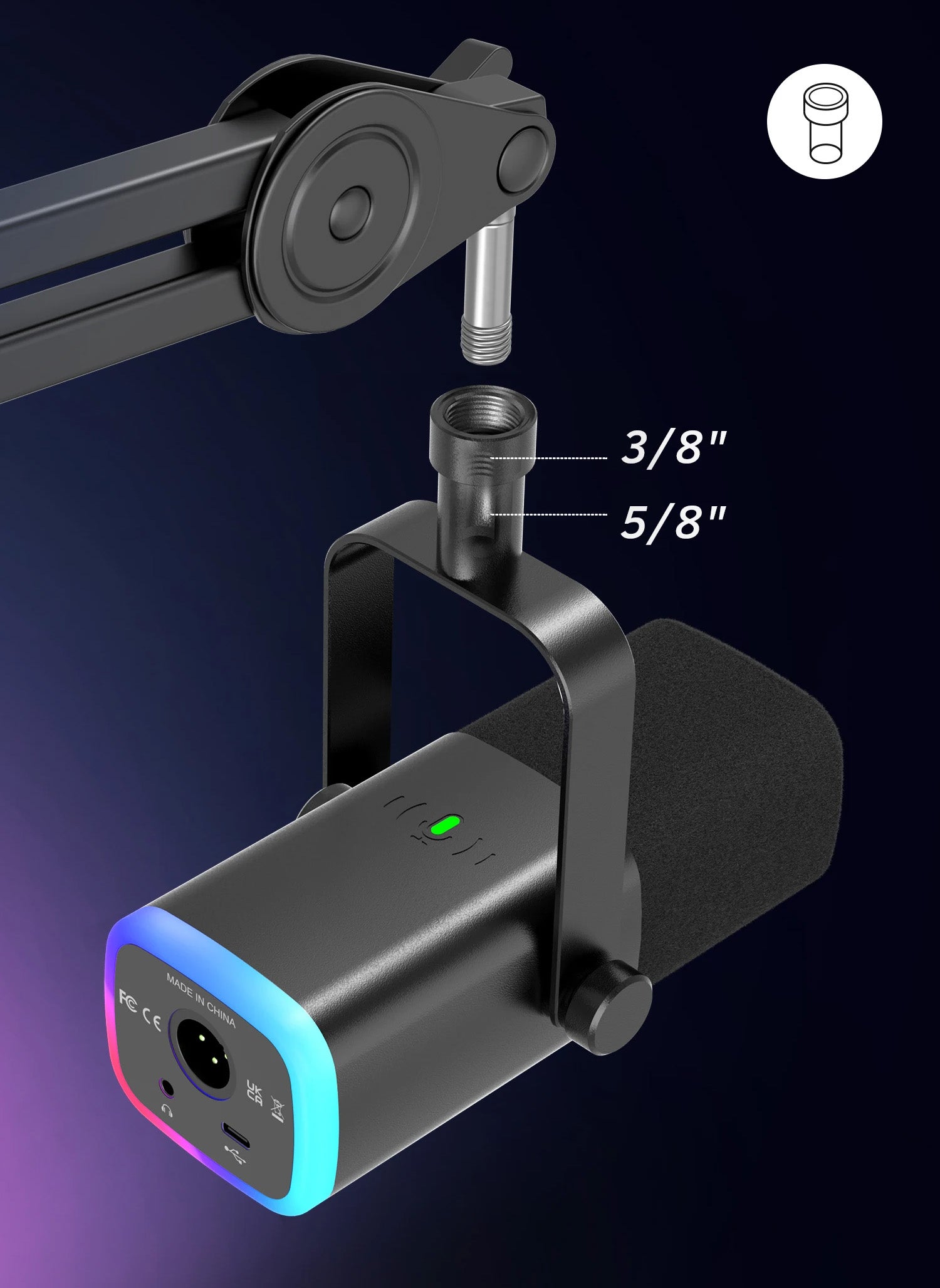 FIFINE AM8 - Microfone Dinâmico USB/XLR, Botão Mute, Saída para Auscultadores, Cardióide