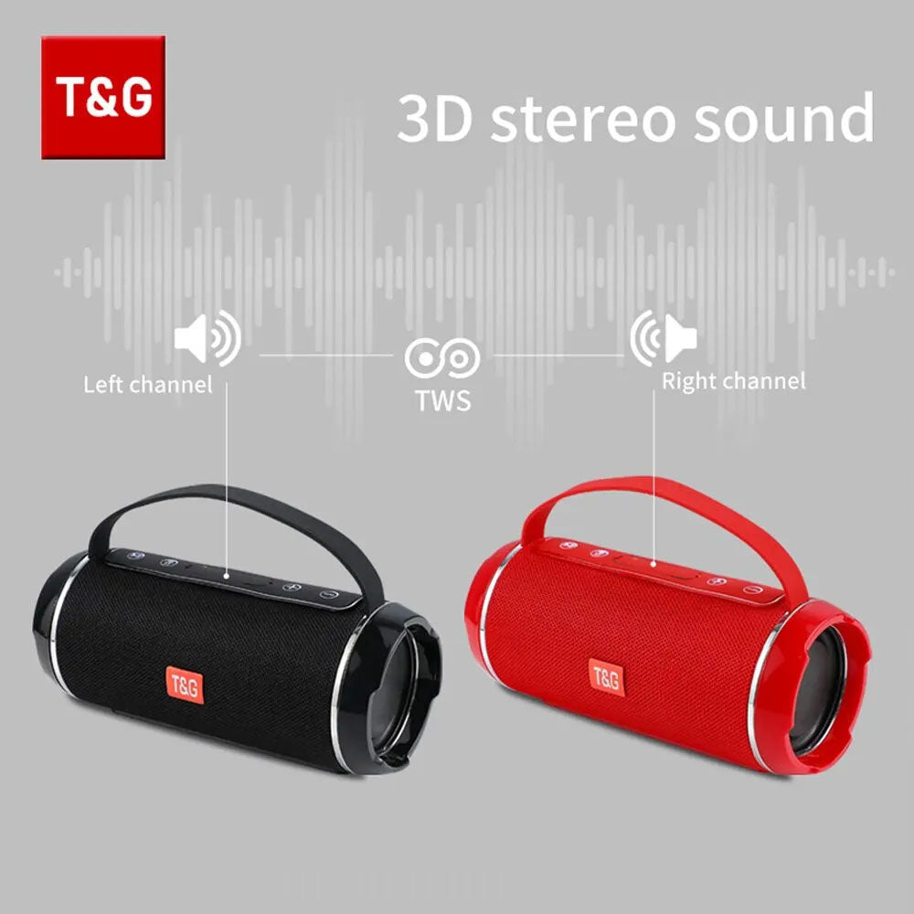 Coluna Bluetooth TG116C Portátil - Subwoofer à Prova De Água, Som Stereo 3D, Chamada Mãos Livres