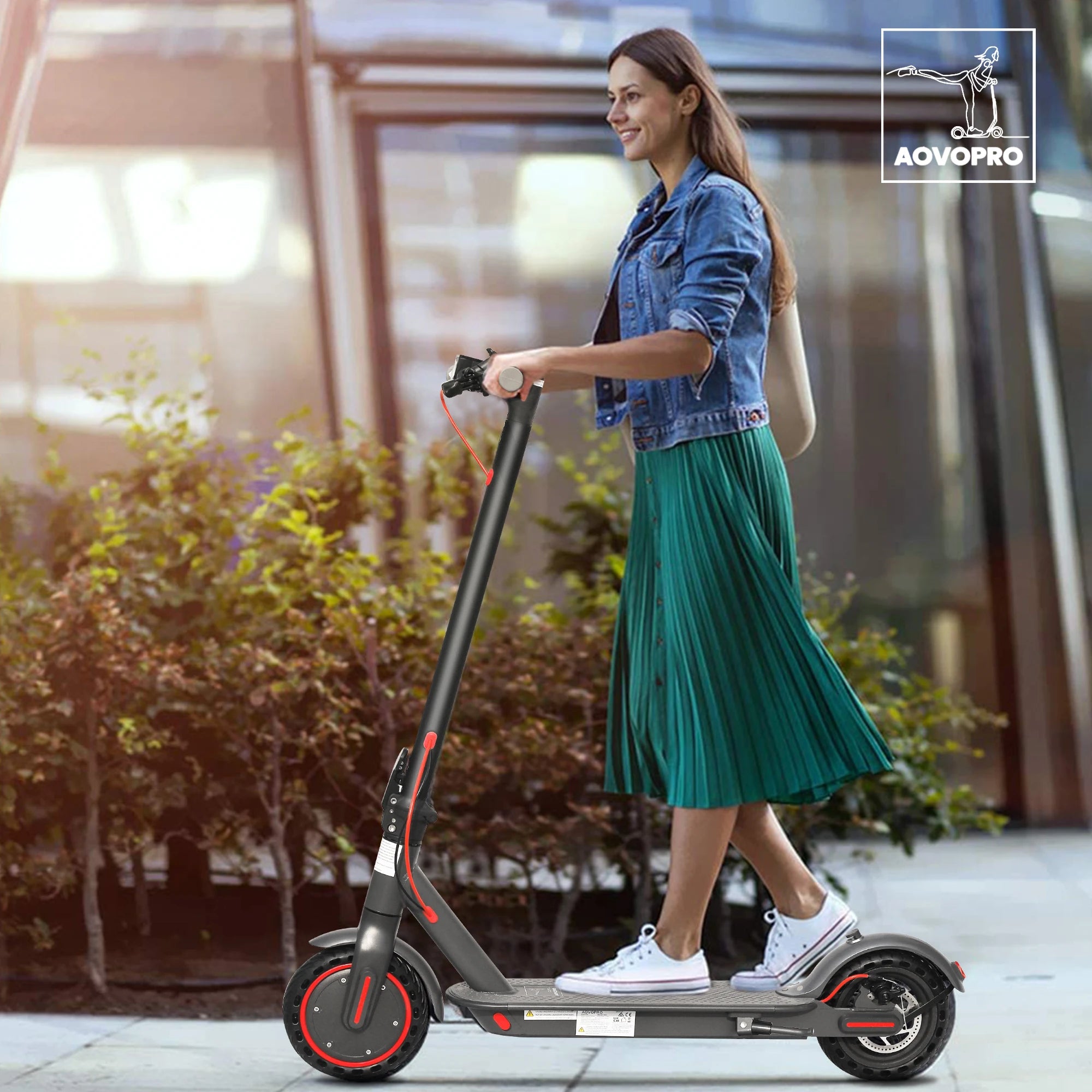 Trotinete AOVOPRO ES80 Elétrica com Luz LED - Motor de 350W, Bateria de 10.5Ah, Velocidade Máxima de 31 km/h, Longo Alcance