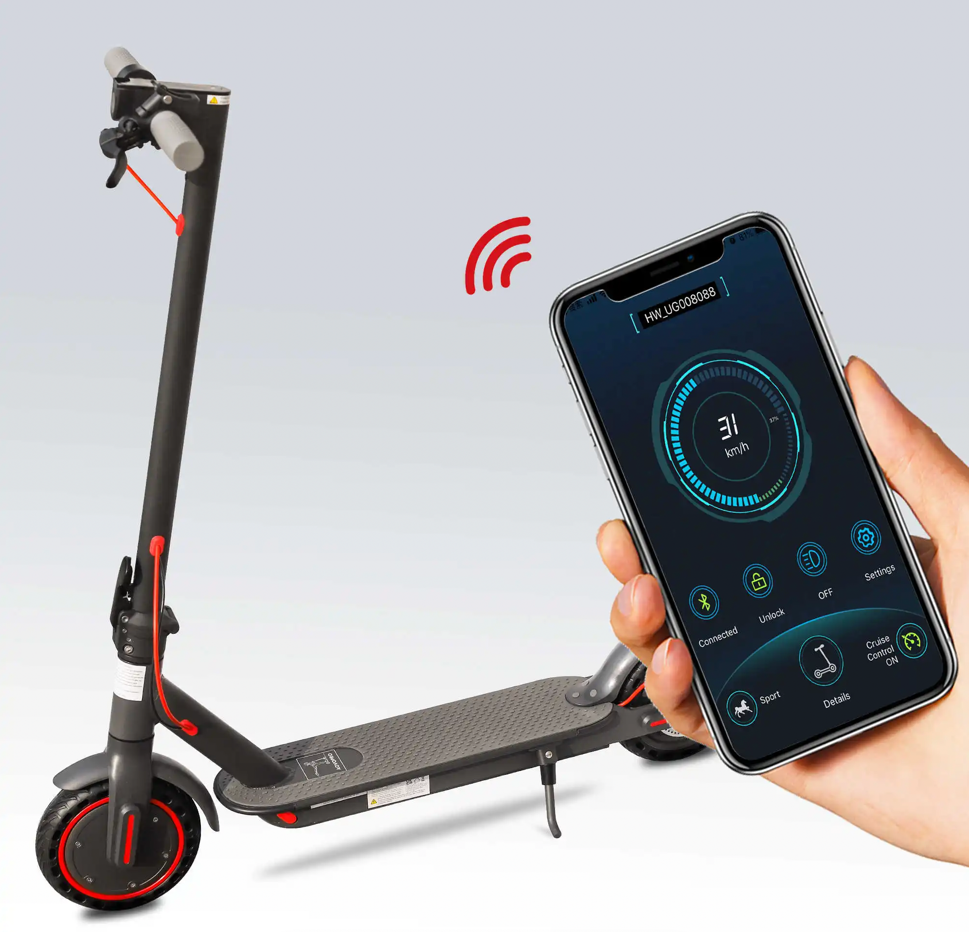 Trotinete AOVOPRO ES80 Elétrica com Luz LED - Motor de 350W, Bateria de 10.5Ah, Velocidade Máxima de 31 km/h, Longo Alcance