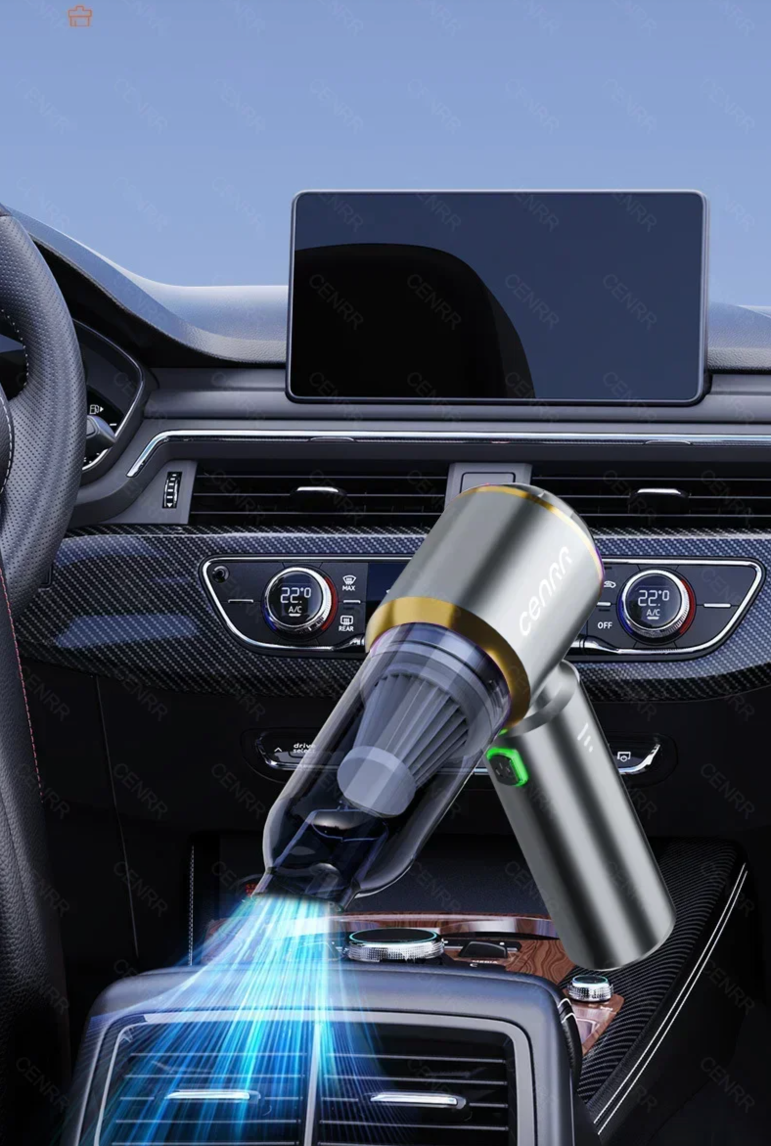 Aspirador Portátil CENRR 360000PA –  Sem Fios, Aspiração Húmida e Seca, Motor Brushless, USB-C