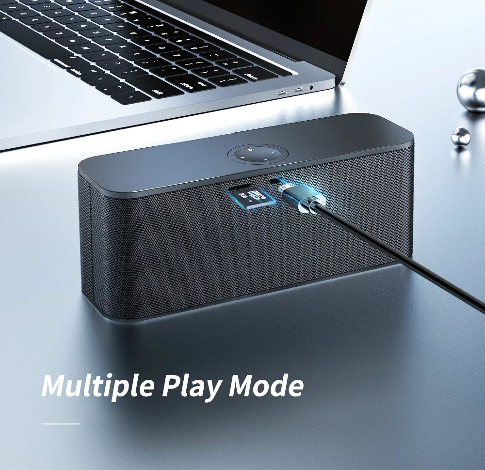 Coluna Bluetooth EWA W300 – Portátil em Metal, Som Estéreo, Leitor de Cartões, Bluetooth