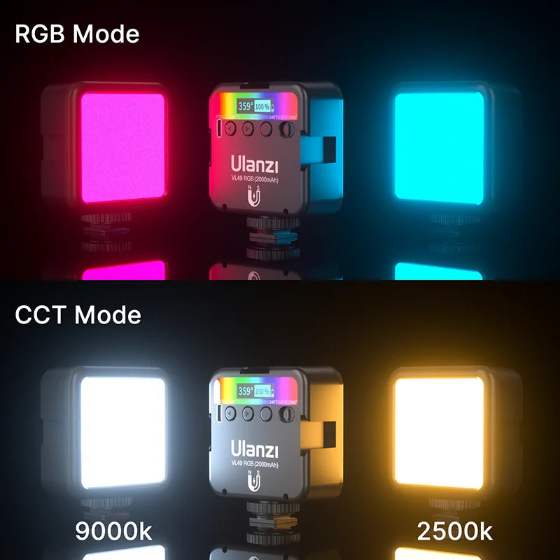 Luz LED ULANZI VL49 – RGB, Bateria 2000mAh para Vídeo e Fotografia
