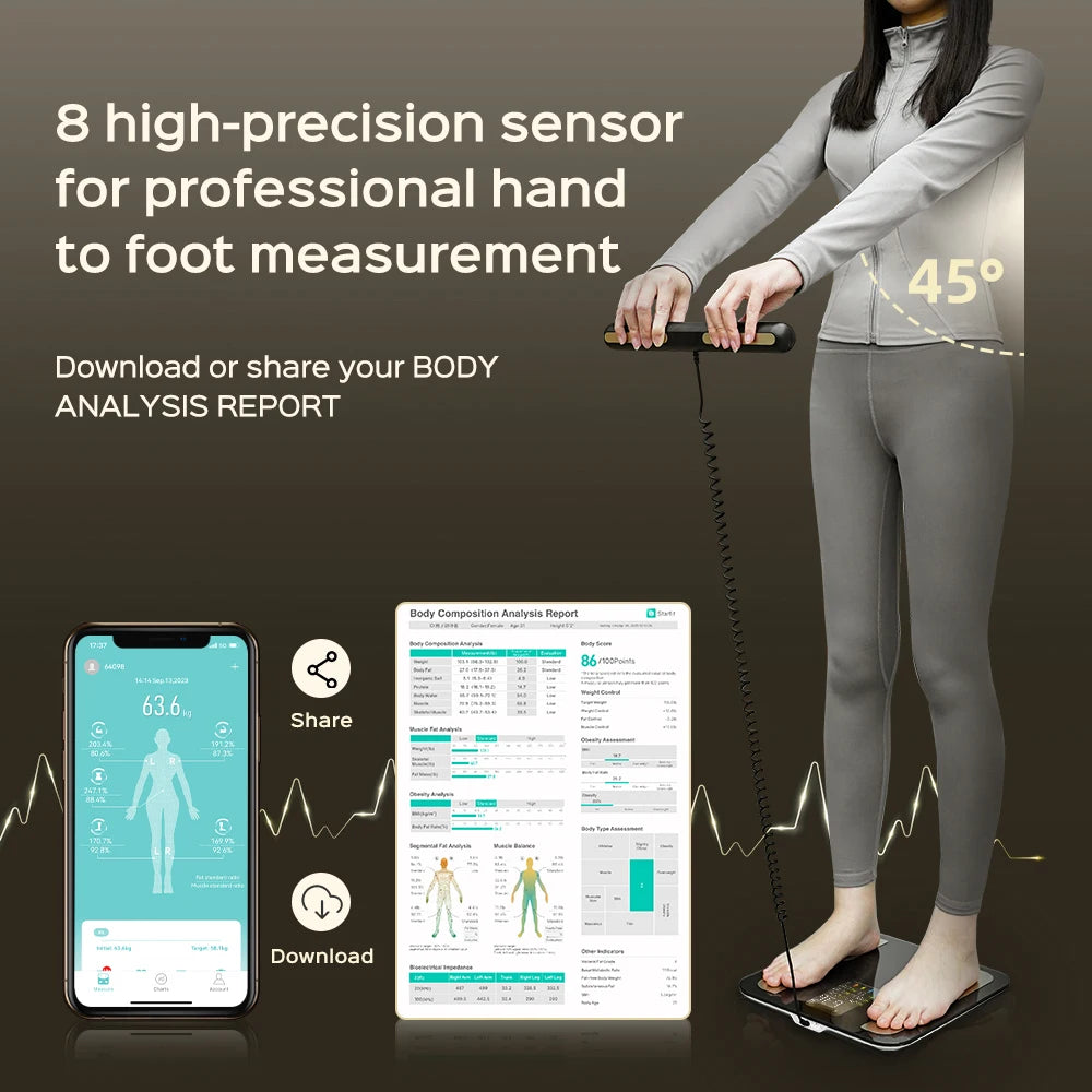 Balança Inteligente ICOMON – 20 Métricas Corporais, App Oficial, Bioimpedância