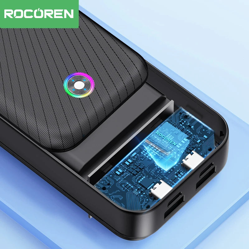 Power Bank ROCOREN - 20000mAh, Saída 35W, Carregamento Ultra-Rápido