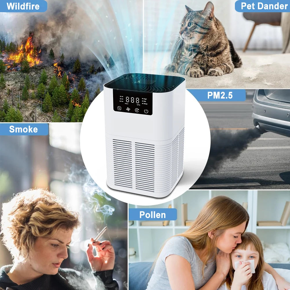 Purificador de Ar com Aromaterapia e Filtro HEPA – Elimina Fumo e Odores com Iões Negativos