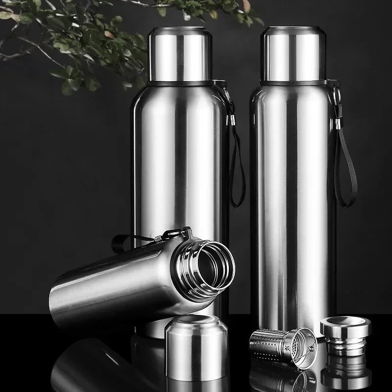 Garrafa Térmica de Grande Capacidade – Aço Inoxidável 2L, Isolamento a Vácuo 24h