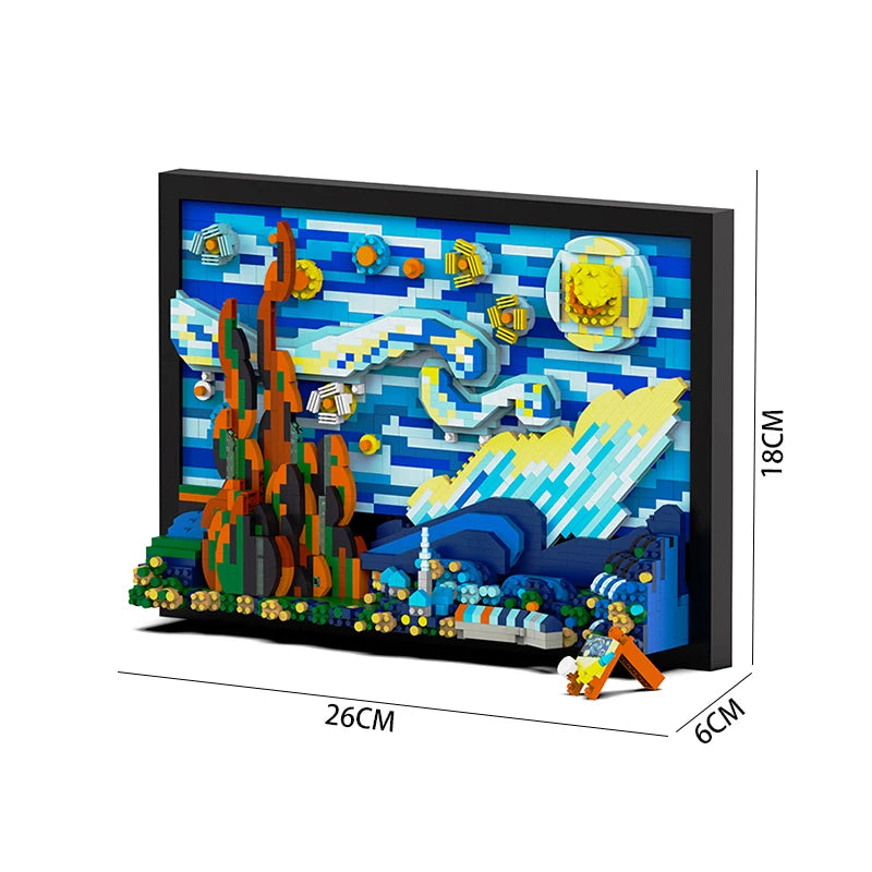 Quadro de Arte 3D Starry Night – Blocos de Construção, 1731 peças