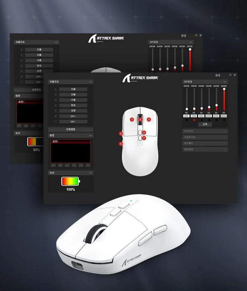 Rato Gaming ATTACK SHARK X6 – Bluetooth, 3 Modos de Ligação, Base de Carregamento Magnética, RGB