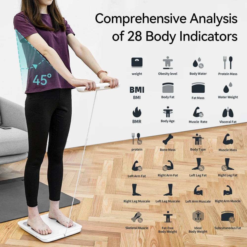 Balança Inteligente ICOMON – 28 Indicadores Corporais, App Oficial, Bluetooth, 180kg