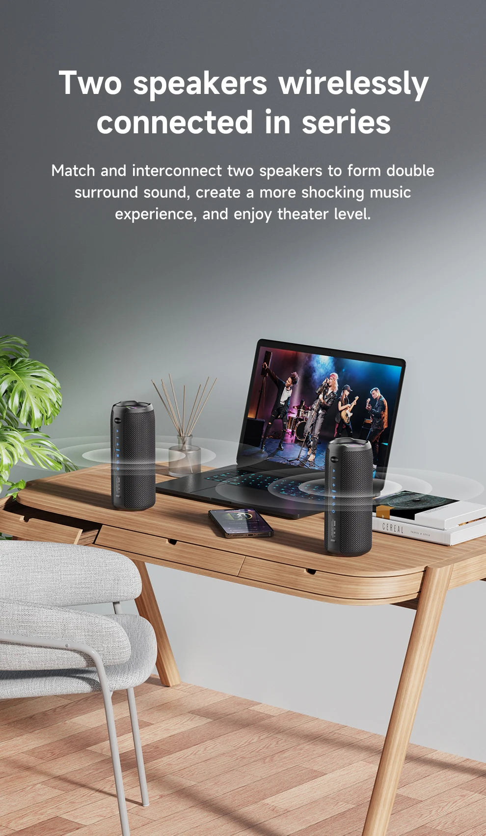 Coluna ZEALOT S49 Pro – Bluetooth, 20W, Som Estéreo 3D, IPX6