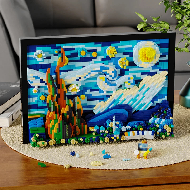 Quadro de Arte 3D Starry Night – Blocos de Construção, 1731 peças