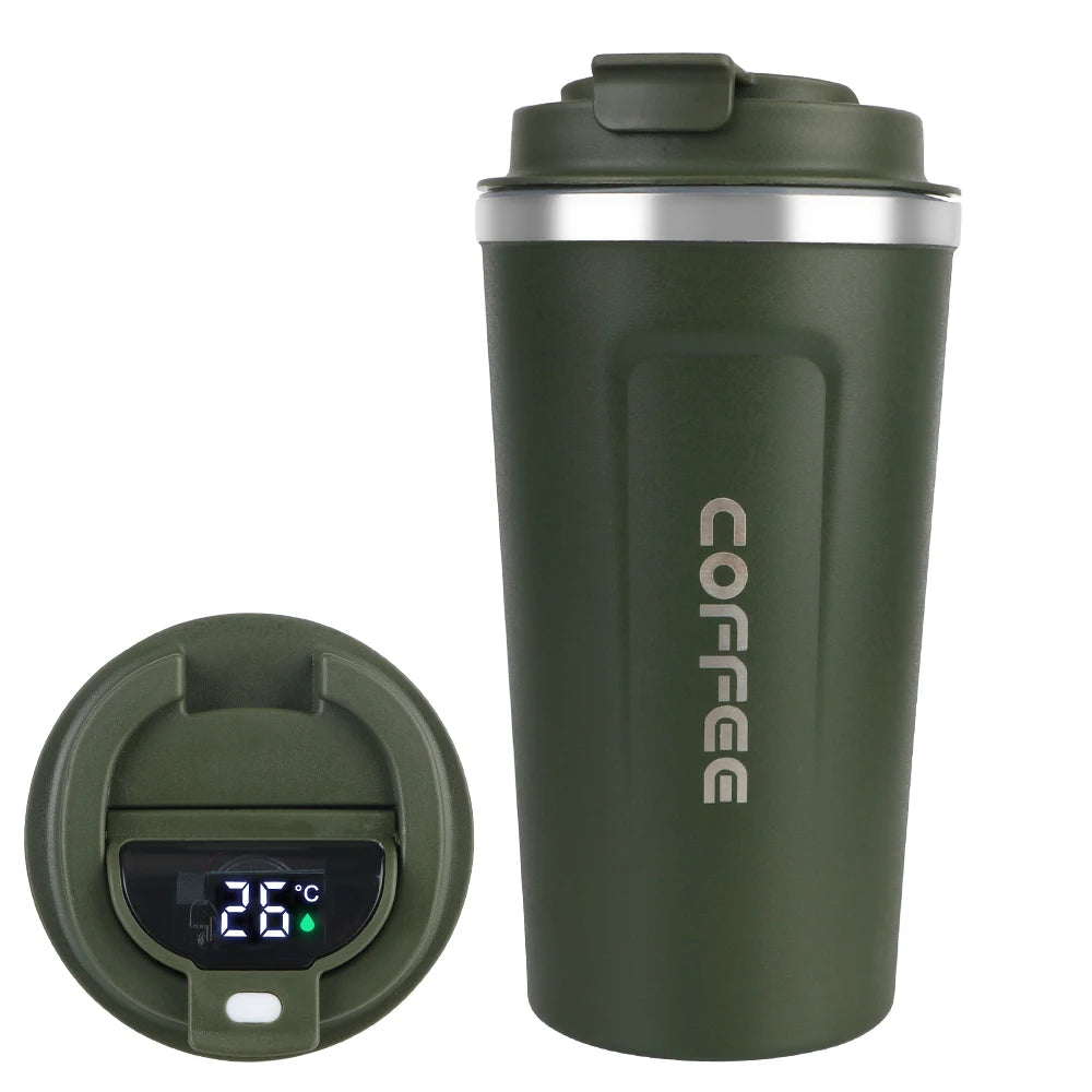 Copo Térmico de Café – Aço Inoxidável, Tampa Anti-Fugas