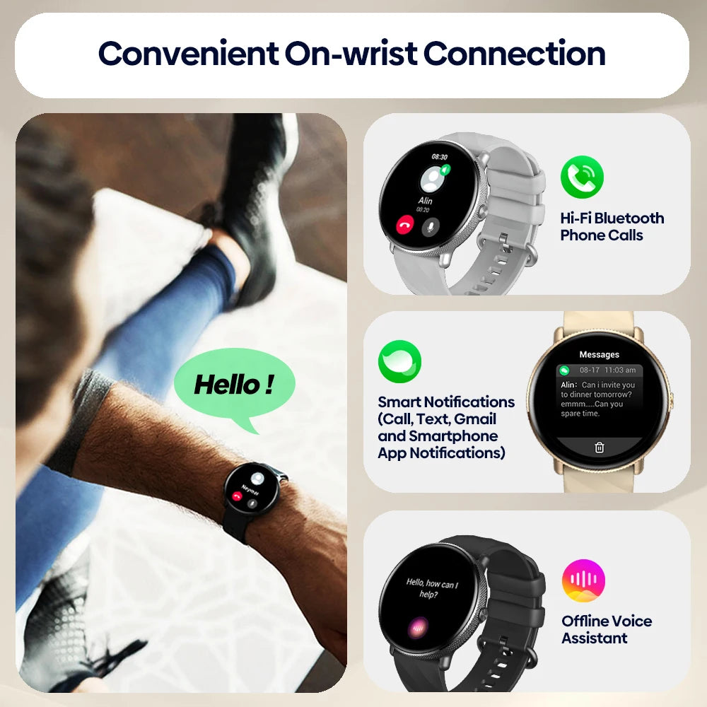 Smartwatch ZEBLAZE GTR 3 Pro - Strava, Amoled, Monitorização de Saúde, Modos Desportivos, Chamadas Bluetooth e Funcionalidades Avançadas
