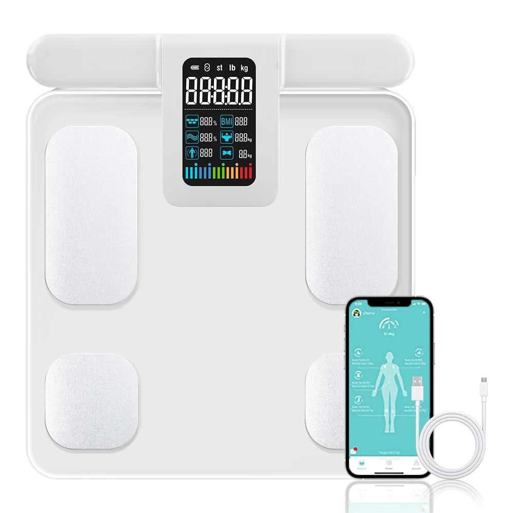 Balança Inteligente ICOMON – 28 Indicadores Corporais, App Oficial, Bluetooth, 180kg