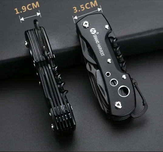 Canivete Multifuncional GRAND HARVEST – 13 Funções, Lâmina Aço Inoxidável 420, Design Dobrável