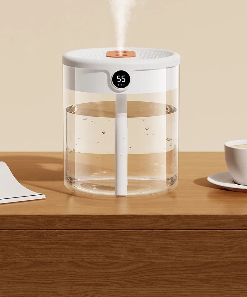 Humidificador Digital Duplo 2L – Com Luz Noturna, USB, Aromaterapia e Ecrã LCD