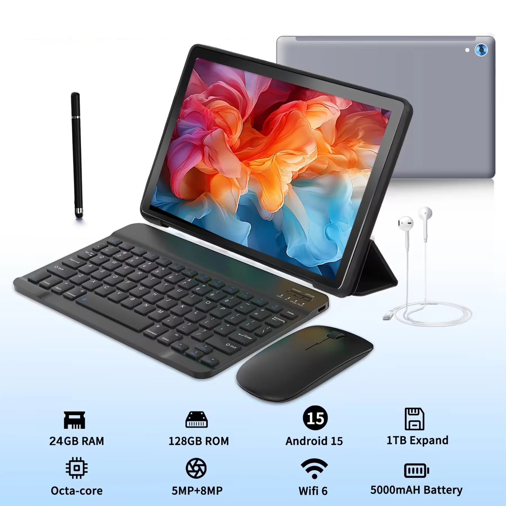 PACK Tablet URAO C109L + Acessórios – Android 15, Octa-Core A523, 24GB RAM, 128GB, WiFi
