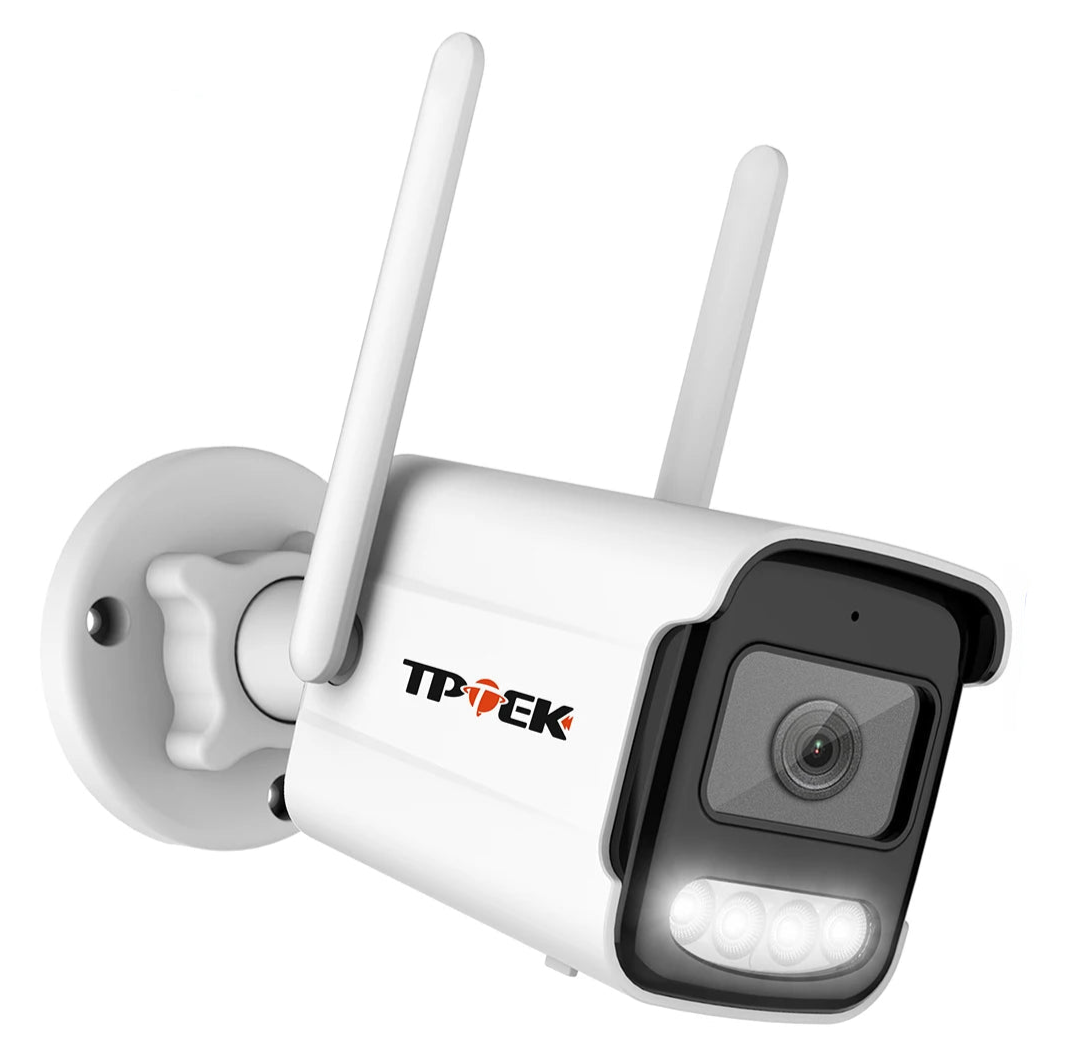 Câmara de Segurança TPTEK - 4K, 8MP, Wi-Fi, Visão Noturna 30m, Áudio, Zoom 4X